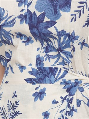 Abito corto Emme Marella in cotone con fantasia floreale blu in DONNA