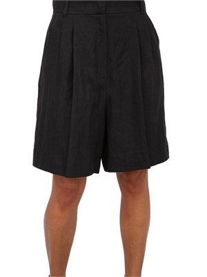 Bermuda donna Emme Marella con pinces in lino nero in DONNA