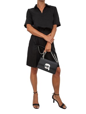 Bermuda donna Emme Marella con pinces in lino nero in DONNA