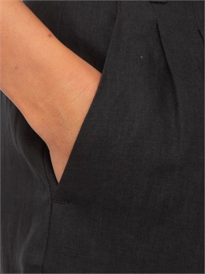 Bermuda donna Emme Marella con pinces in lino nero in DONNA