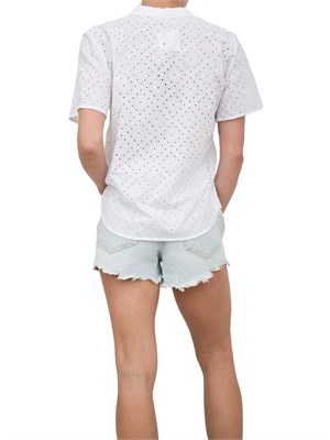Camicia donna Emme Marella in mussola di cotone bianco con ricamo sangallo geometrico in DONNA