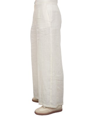 Pantalone ampio Emme Marella in lino bianco panna in DONNA