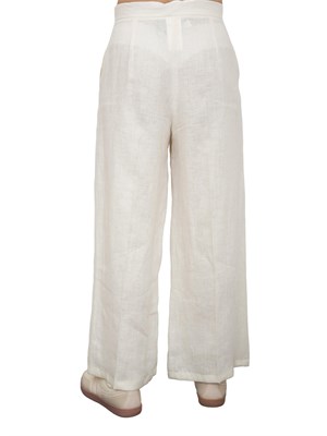 Pantalone ampio Emme Marella in lino bianco panna in DONNA