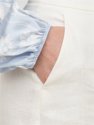 Pantalone ampio Emme Marella in lino bianco panna in DONNA