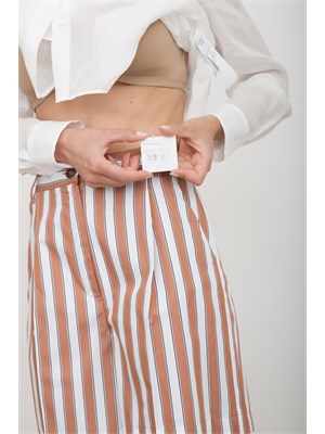 Shorts donna beige Emme Marella a righe marroni in DONNA