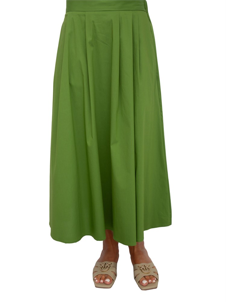Gonna Emme Marella in popeline stretch verde