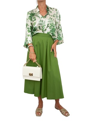Gonna Emme Marella in popeline stretch verde in DONNA