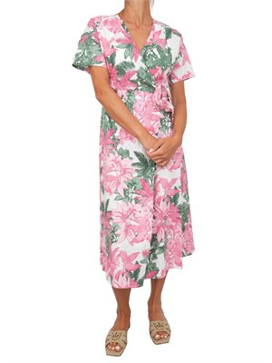 Chemisier Emme Marella in popeline stretch con stampa floreale rosa all over in DONNA