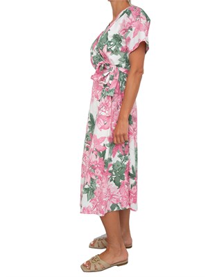 Chemisier Emme Marella in popeline stretch con stampa floreale rosa all over in DONNA