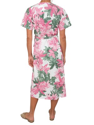 Chemisier Emme Marella in popeline stretch con stampa floreale rosa all over in DONNA