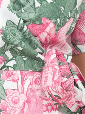 Chemisier Emme Marella in popeline stretch con stampa floreale rosa all over in DONNA