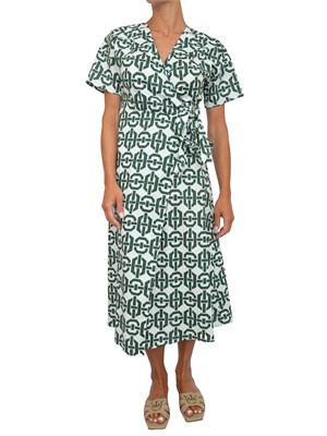 Chemisier Emme Marella in popeline stretch con stampa geometrica verde all over in DONNA