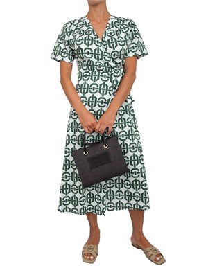 Chemisier Emme Marella in popeline stretch con stampa geometrica verde all over in DONNA