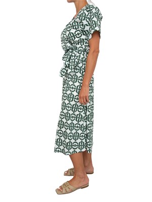 Chemisier Emme Marella in popeline stretch con stampa geometrica verde all over in DONNA