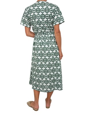 Chemisier Emme Marella in popeline stretch con stampa geometrica verde all over in DONNA