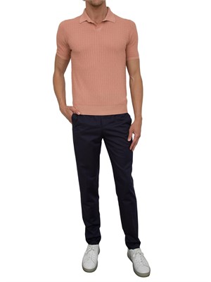 Polo uomo Aiace Galassi in leggero cotone rosa con lavorazione trama in UOMO