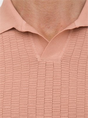 Polo uomo Aiace Galassi in leggero cotone rosa con lavorazione trama in UOMO