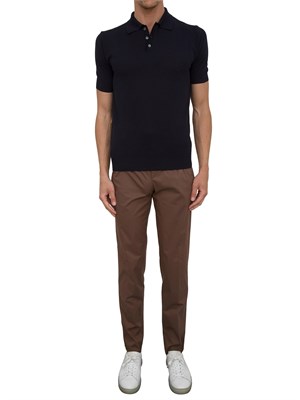Polo maglia uomo Aiace Galassi in cotone blu con trama lavorata davanti in UOMO