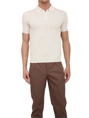Polo maglia uomo Aiace Galassi in cotone avorio con trama lavorata davanti in UOMO