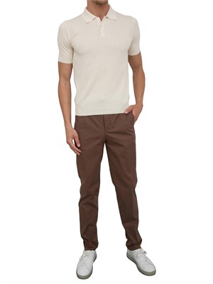 Polo maglia uomo Aiace Galassi in cotone avorio con trama lavorata davanti in UOMO