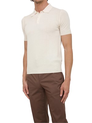 Polo maglia uomo Aiace Galassi in cotone avorio con trama lavorata davanti in UOMO
