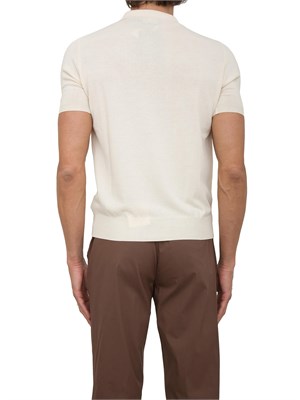 Polo maglia uomo Aiace Galassi in cotone avorio con trama lavorata davanti in UOMO