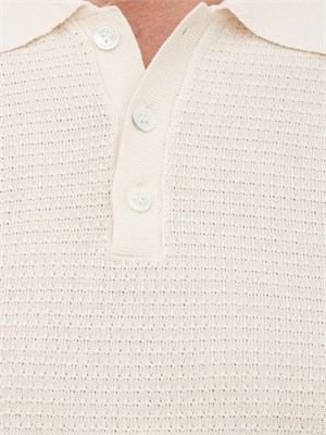 Polo maglia uomo Aiace Galassi in cotone avorio con trama lavorata davanti in UOMO