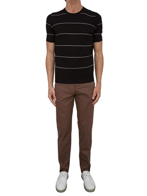 Maglia uomo a maniche corte Aiace Galassi in cotone nero con righe a contrasto in UOMO