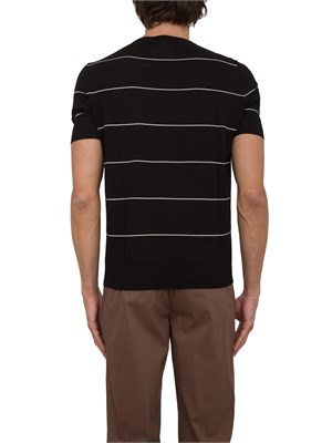 Maglia uomo a maniche corte Aiace Galassi in cotone nero con righe a contrasto in UOMO