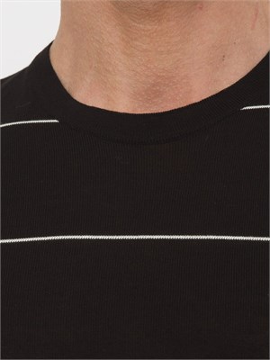 Maglia uomo a maniche corte Aiace Galassi in cotone nero con righe a contrasto in UOMO