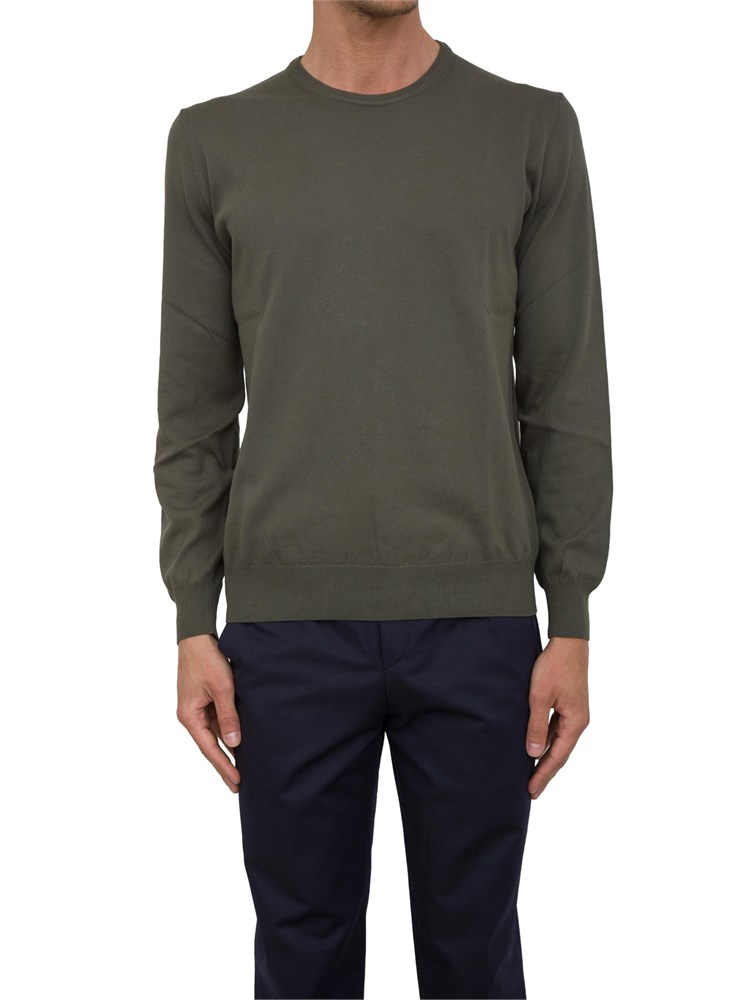 Maglia uomo Aiace Galassi con girocollo e manica lunga in jersey di cotone verde