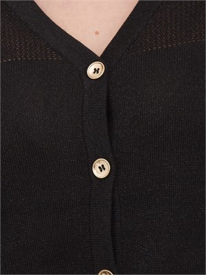 Cardigan regular Fracomina con lurex e con punto rete nero in DONNA
