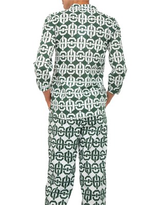 Camicia Marella collo coreana e stampa geometrica verde all over in DONNA