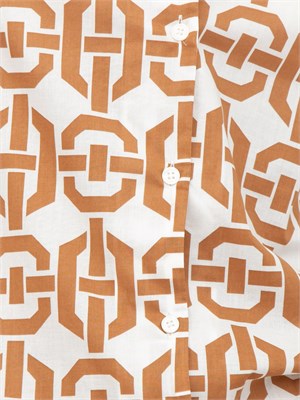 Camicia Marella collo coreana e stampa geometrica cammello all over in DONNA