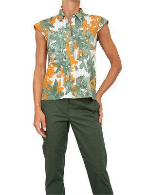 Camicia Emme Marella in popeline di cotone con stampa fantasia floreale in DONNA