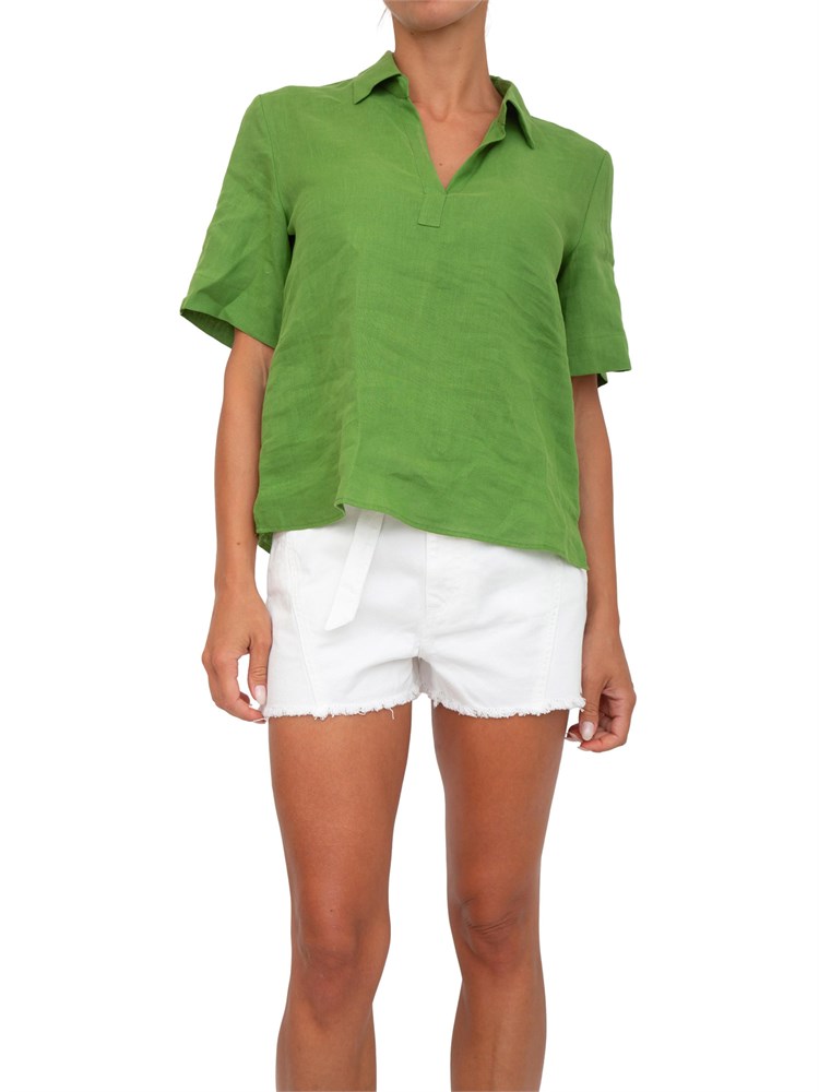 Camicia donna Emme Marella con scollo a V in lino verde