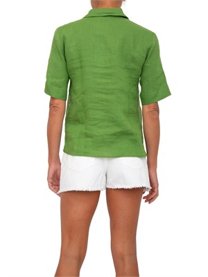 Camicia donna Emme Marella con scollo a V in lino verde in DONNA