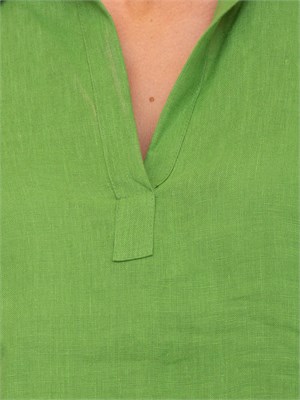 Camicia donna Emme Marella con scollo a V in lino verde in DONNA