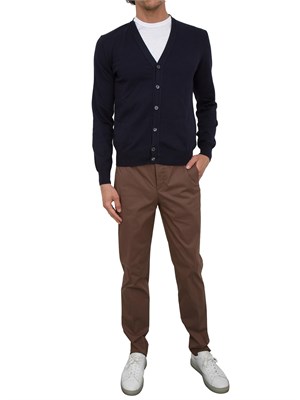 Cardigan uomo Aiace Galassi in maglia di cotone blu con bottoni tono su tono in UOMO
