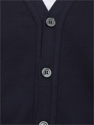 Cardigan uomo Aiace Galassi in maglia di cotone blu con bottoni tono su tono in UOMO