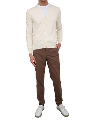 Cardigan uomo Aiace Galassi in maglia di cotone avorio con bottoni tono su tono in UOMO