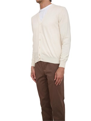 Cardigan uomo Aiace Galassi in maglia di cotone avorio con bottoni tono su tono in UOMO