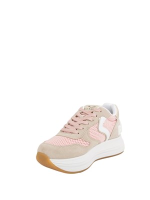 Sneakers Voile Blanche rosa in suede e tssuto tecnico in DONNA