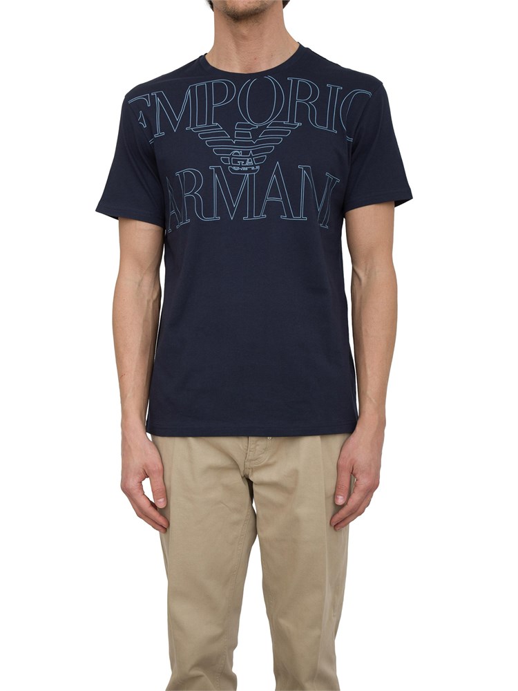 T-shirt blu Emporio Armani con logo frontale