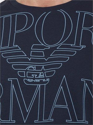 T-shirt blu Emporio Armani con logo frontale in UOMO