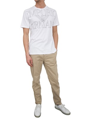 T-shirt bianca Emporio Armani con logo frontale in UOMO