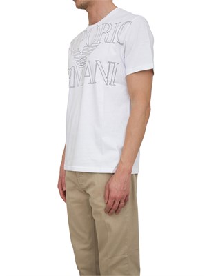 T-shirt bianca Emporio Armani con logo frontale in UOMO