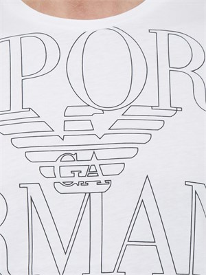 T-shirt bianca Emporio Armani con logo frontale in UOMO