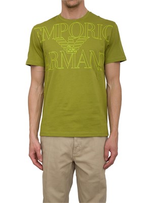 T-shirt verde Emporio Armani con logo frontale in UOMO