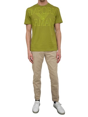 T-shirt verde Emporio Armani con logo frontale in UOMO